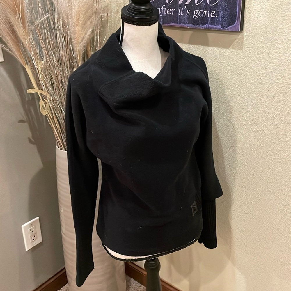 Cop Copine Fleece Cowl Neck Pullover Sweater Sweatshirt Top Black Size M 2